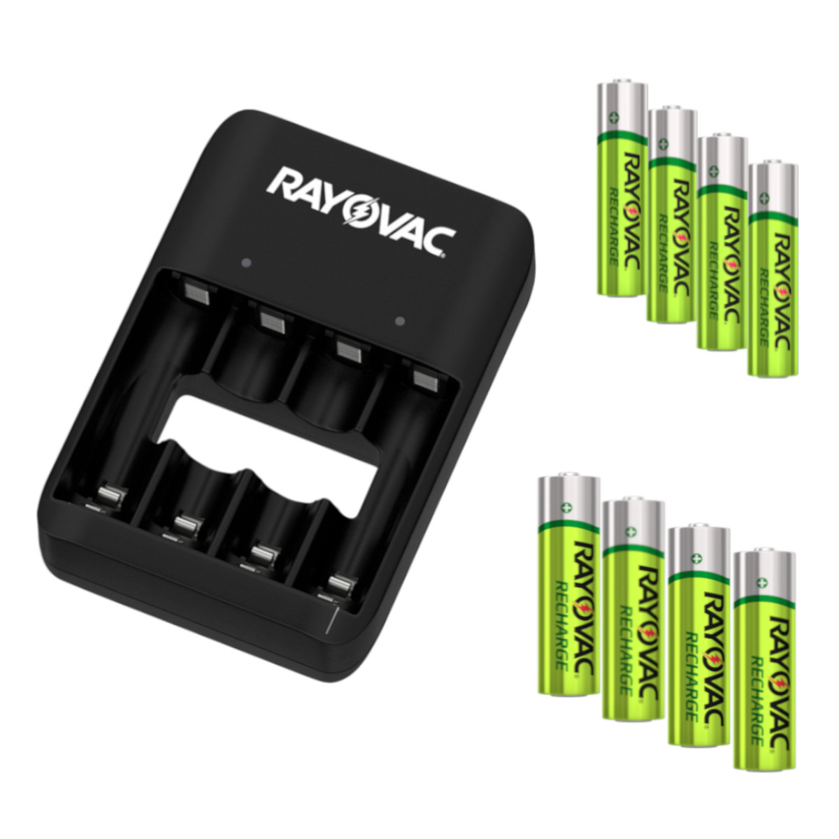 Cargador Pilas Rayovac con Baterías Recargables 4 Aa + 4 Aaa