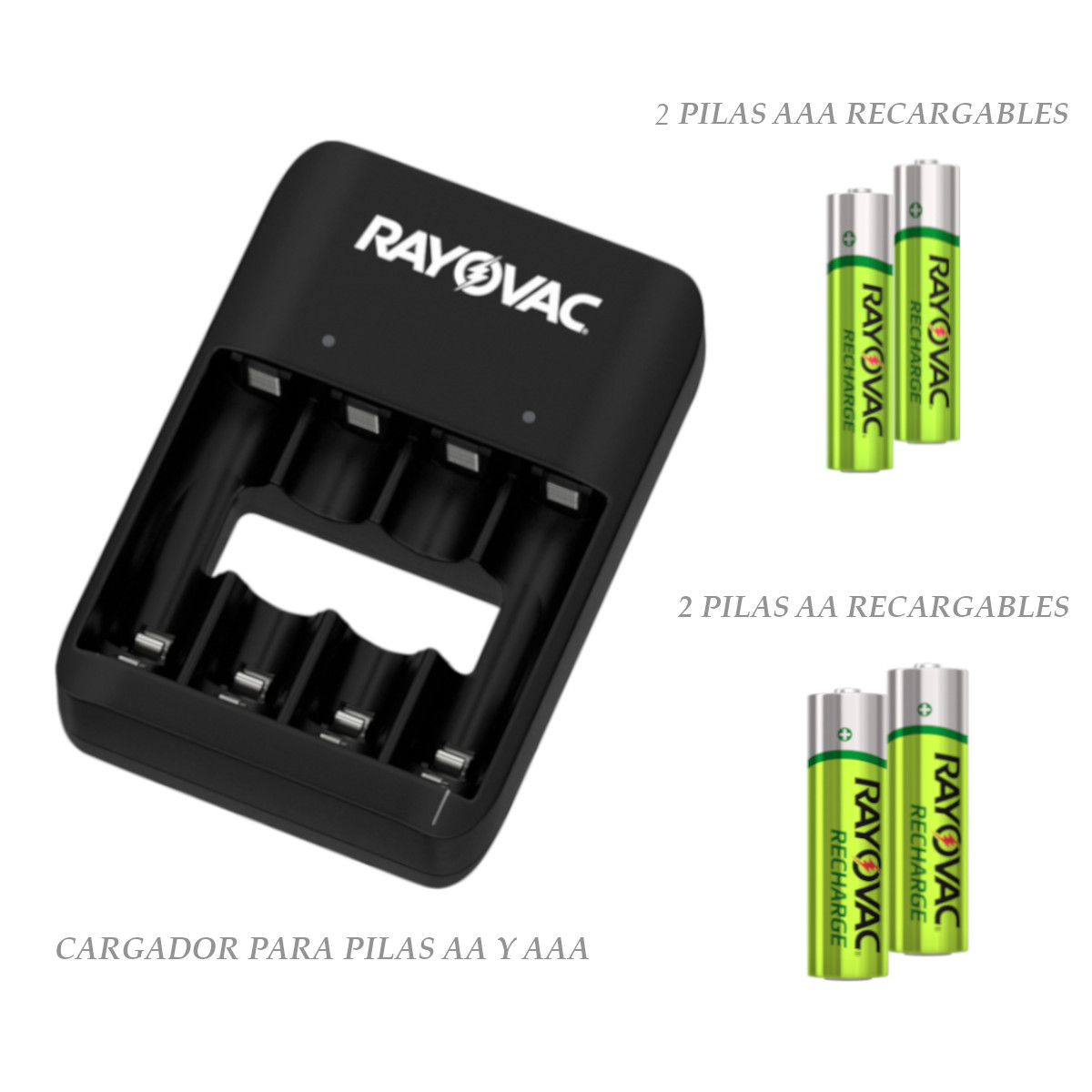 Foto 3 pulgar | Cargador Pilas Rayovac con Baterías Recargables 2 Aa + 2 Aaa