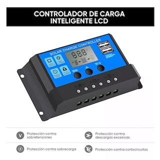 Foto 2 | Kit De Controlador Económico Carga Panel Solar De 100 Negro Azul
