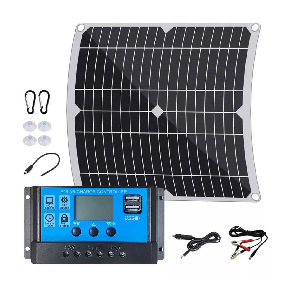 Foto 2 pulgar | Kit De Controlador Económico Carga Panel Solar De 100 Negro Azul