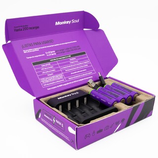 Foto 2 | Cargador Pilas Baterías + 4 Aa Recargables Monkey Soul Usb-c