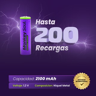 Foto 7 | Cargador Pilas Baterías + 4 Aa Recargables Monkey Soul Usb-c