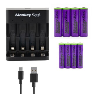 Foto 1 | Cargador Pilas Baterías Monkey Soul 4 Aa + 4 Aaa Recargables