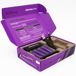 Foto 2 | Cargador Pilas Baterías + 4 Aaa Recargables Monkey Soul Usb-c