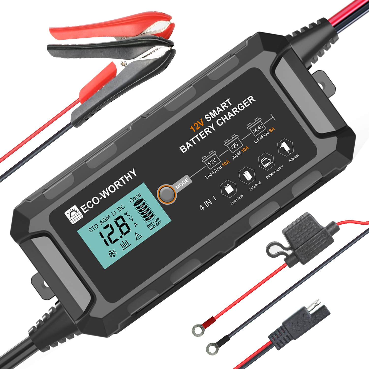 Foto 1 | Cargador De Batería Eco-worthy 10a Lifepo4 12v Para Coche Y Barco - Venta Internacional.