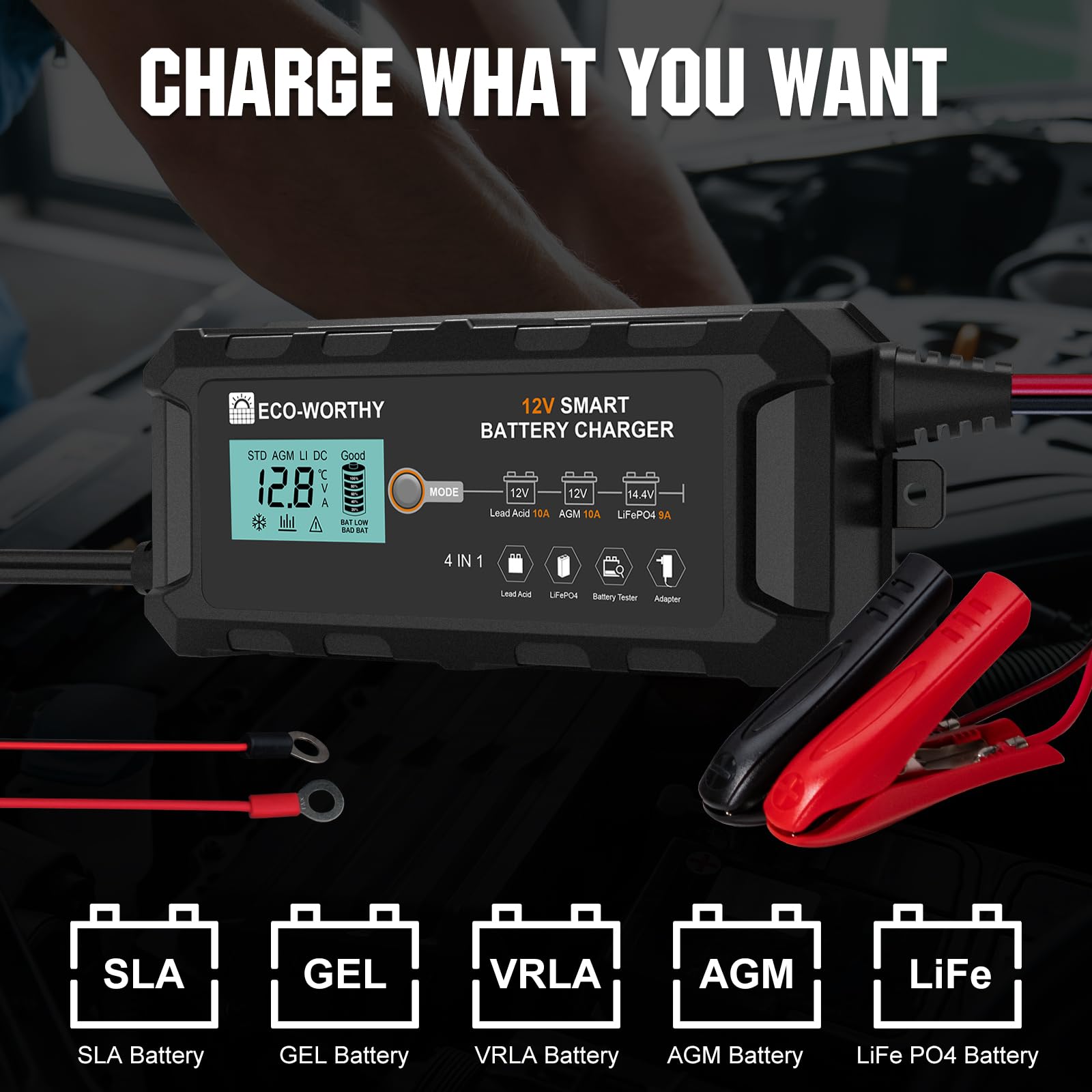 Foto 4 pulgar | Cargador De Batería Eco-worthy 10a Lifepo4 12v Para Coche Y Barco - Venta Internacional.