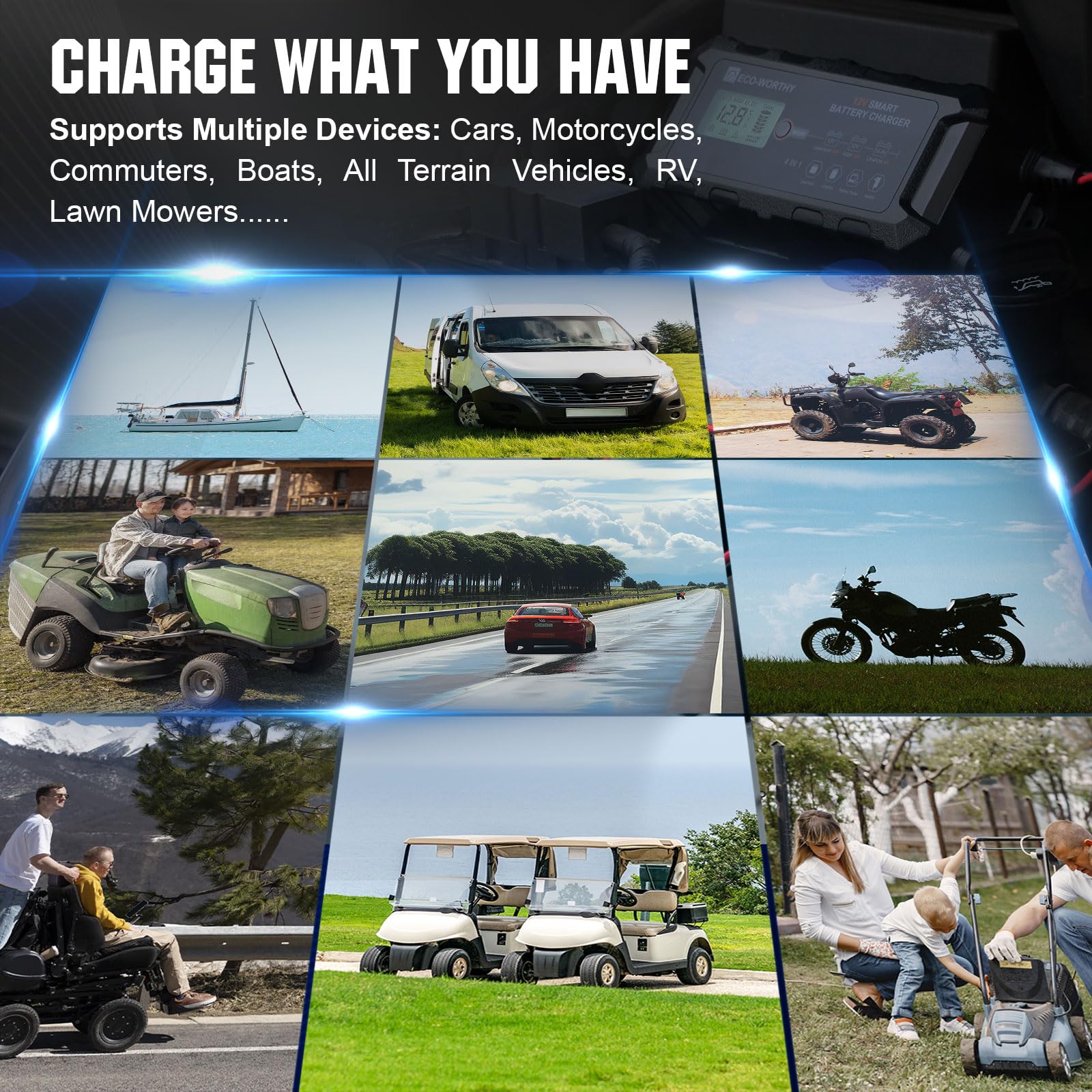 Foto 7 | Cargador De Batería Eco-worthy 10a Lifepo4 12v Para Coche Y Barco - Venta Internacional.