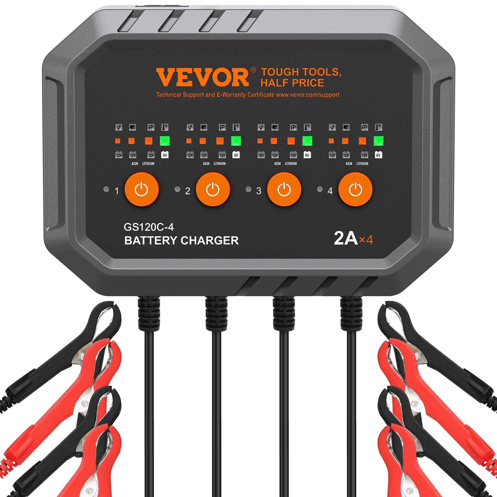Foto 2 pulgar | Cargador De Baterías Vevor 2a X 4 Lifepo4 De Plomo-ácido (agm/gel/sla) - Venta Internacional.