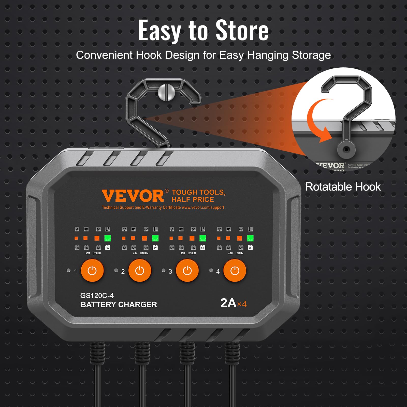 Foto 4 | Cargador De Baterías Vevor 2a X 4 Lifepo4 De Plomo-ácido (agm/gel/sla) - Venta Internacional.