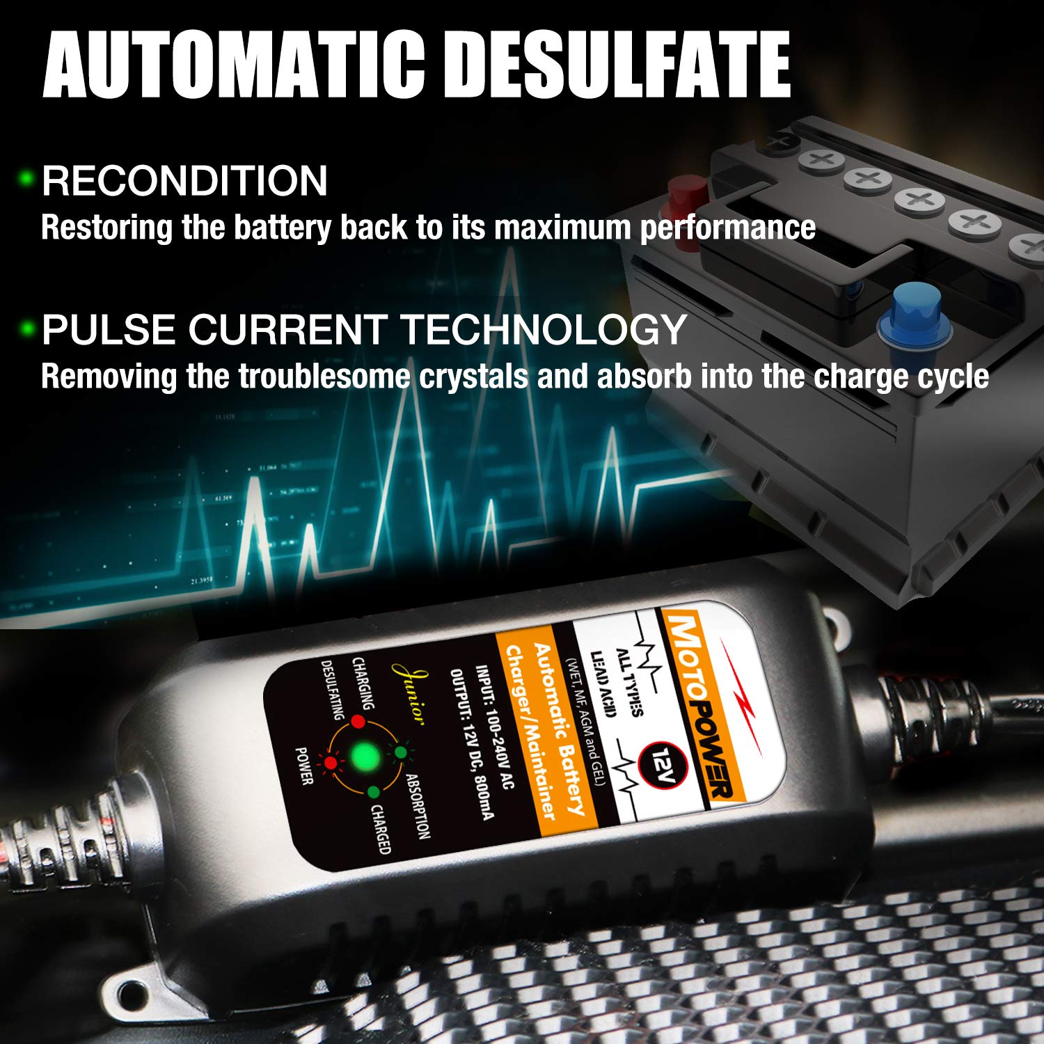 Foto 4 pulgar | Cargador De Baterías Motopower Mp00205a 12v 800ma Automático - Venta Internacional.