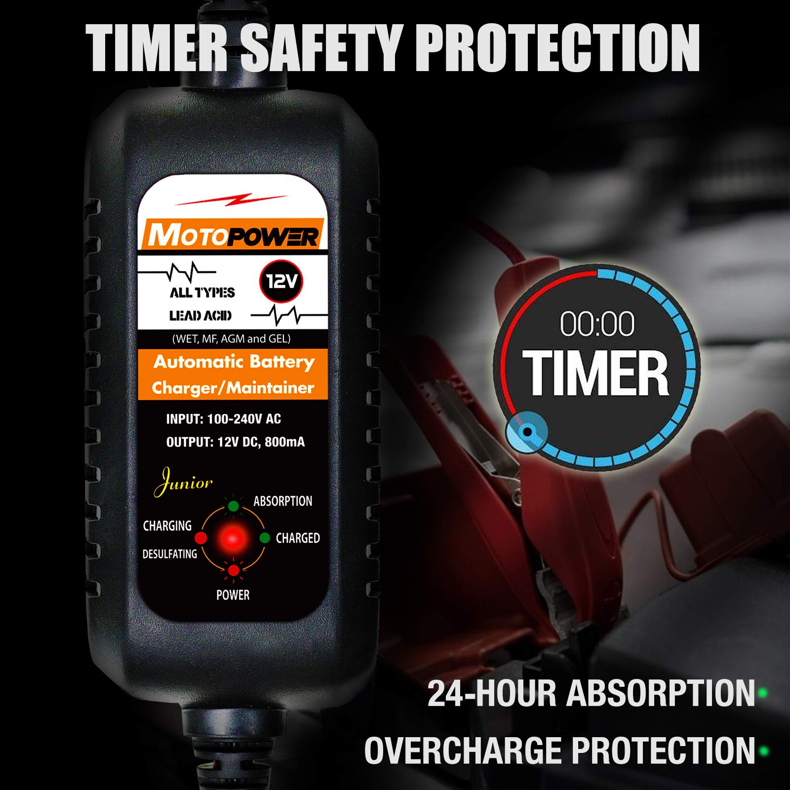 Foto 5 pulgar | Cargador De Baterías Motopower Mp00205a 12v 800ma Automático - Venta Internacional.