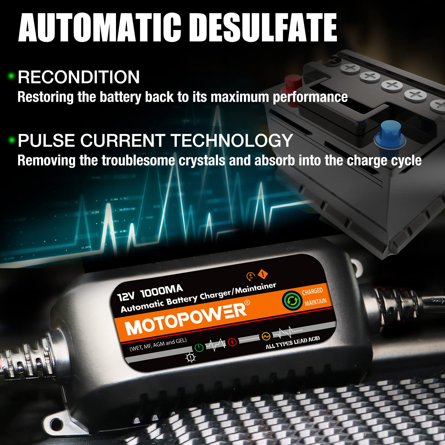 Foto 4 pulgar | Cargador De Baterías Motopower Mp00205b 12v 1000ma Automático - Venta Internacional.