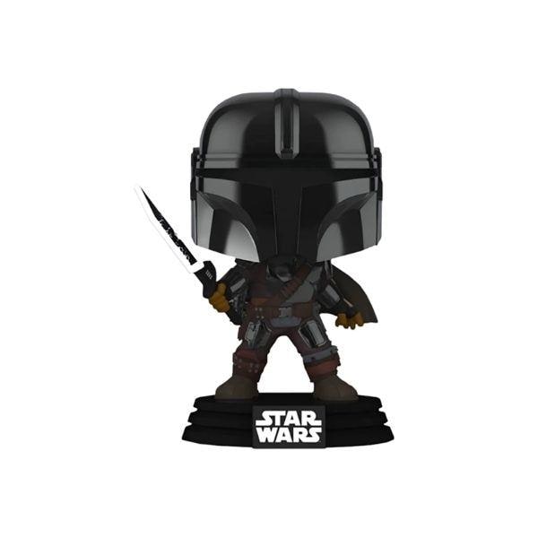 Figura de Funko Pop Star Wars The Mandalorian Mando con Sable Oscuro Glow Metálico Exclusivo $649