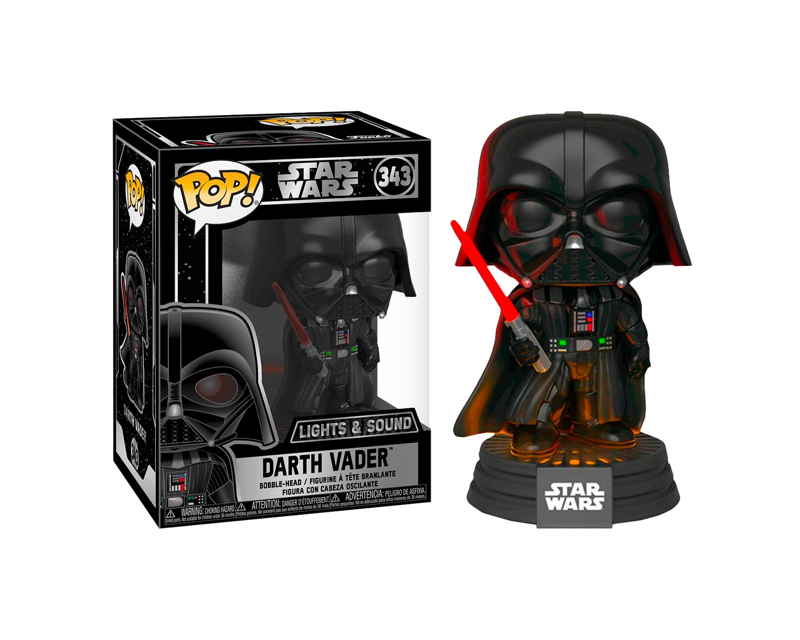 Funko Pop Darth Vader Star Wars 343 con Luces y Sonido $1,200