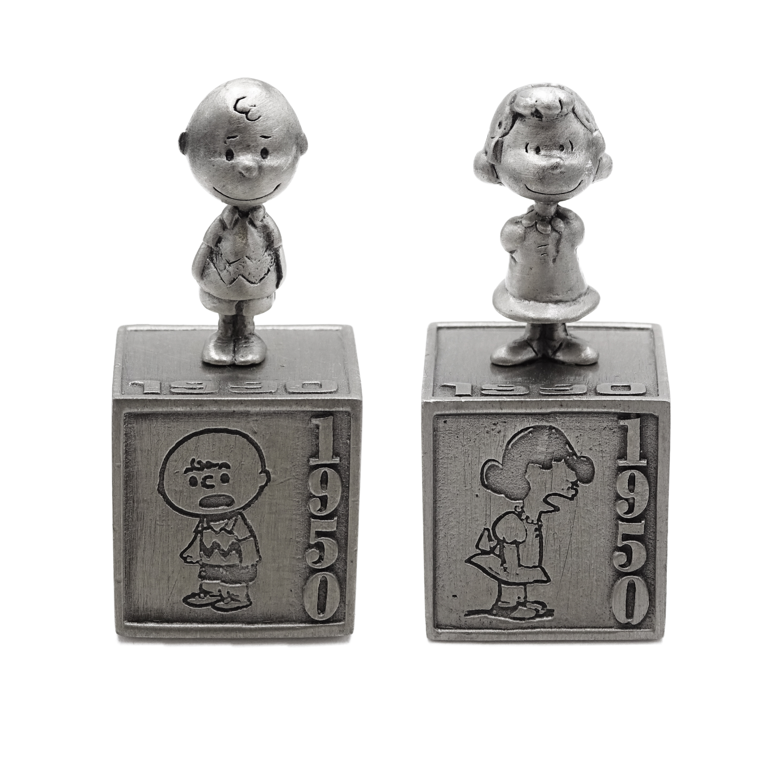 Set Figuras Pisapapeles Charlie Brown de Metal - Charlie y Lucy