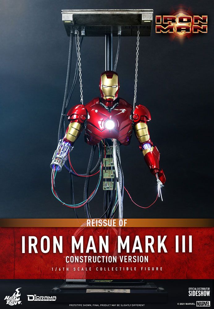 Foto 3 pulgar | Figura Hot Toys Iron Man Mark III Construction Versión Marvel Escala 1:6