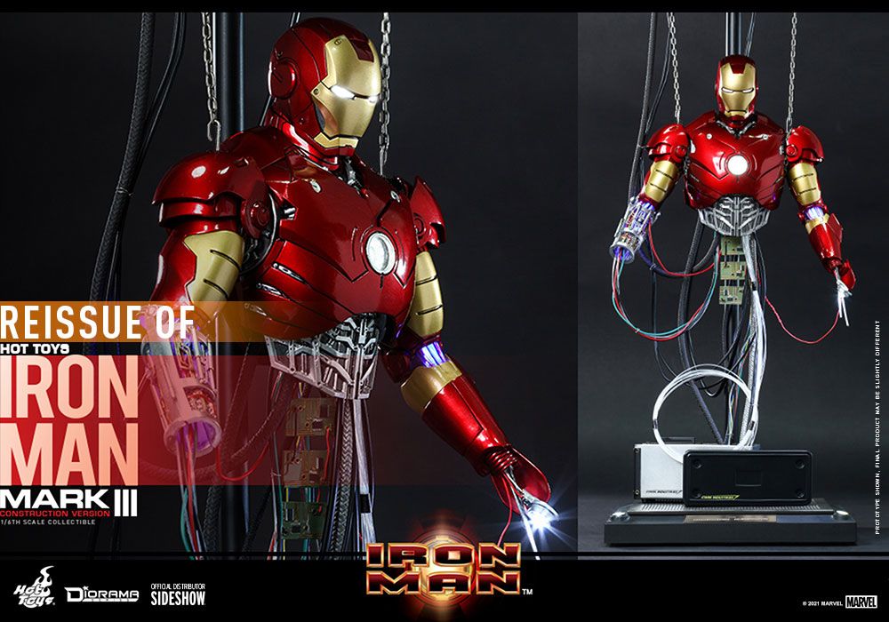Foto 5 pulgar | Figura Hot Toys Iron Man Mark III Construction Versión Marvel Escala 1:6