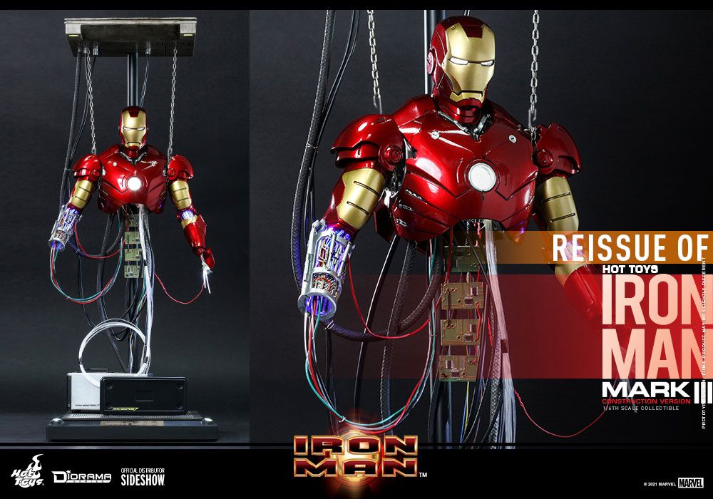 Foto 7 pulgar | Figura Hot Toys Iron Man Mark III Construction Versión Marvel Escala 1:6