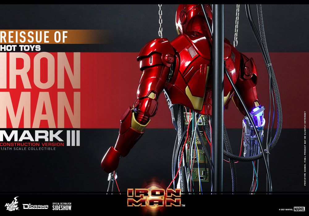 Foto 8 pulgar | Figura Hot Toys Iron Man Mark III Construction Versión Marvel Escala 1:6