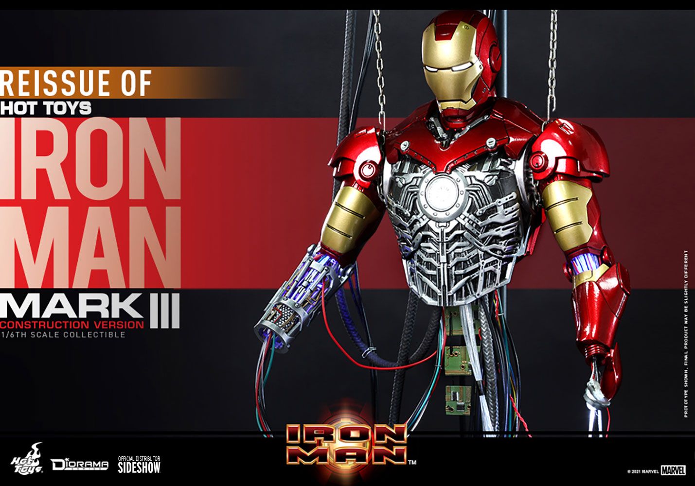 Foto 9 pulgar | Figura Hot Toys Iron Man Mark III Construction Versión Marvel Escala 1:6
