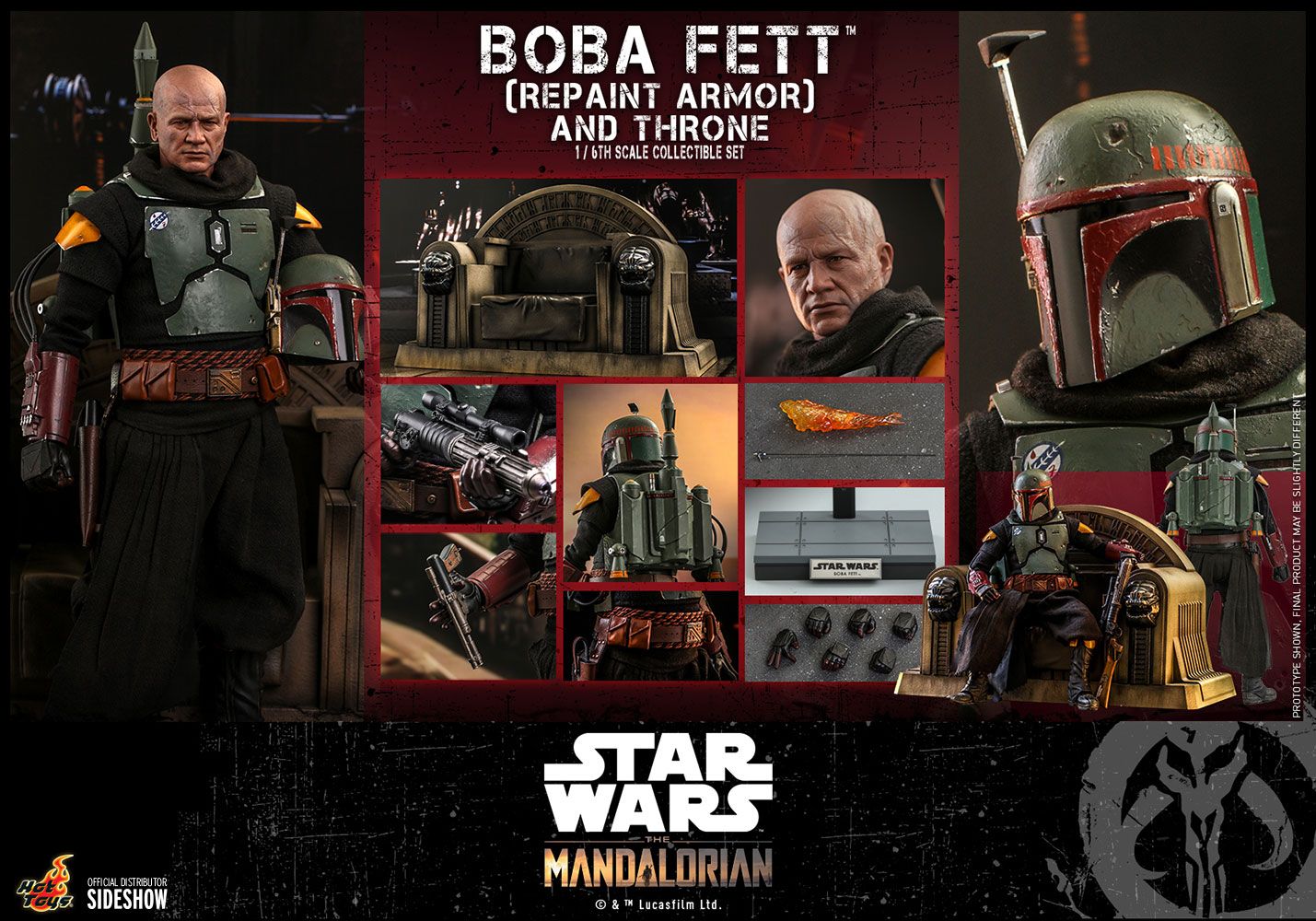 Foto 9 pulgar | Figura Hot Toys 1/6 De Escala Star Wars The Mandalorian Boba Fett (repaint Armor) And Throne