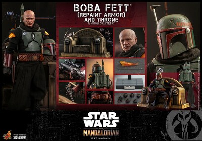 Foto 8 | Figura Hot Toys 1/6 De Escala Star Wars The Mandalorian Boba Fett (repaint Armor) And Throne