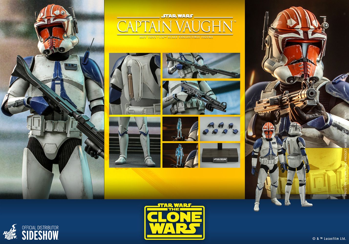 Foto 6 pulgar | Figura Hot Toys 1/6 De Escala Star Wars The Clone Wars: Captain Vaughn