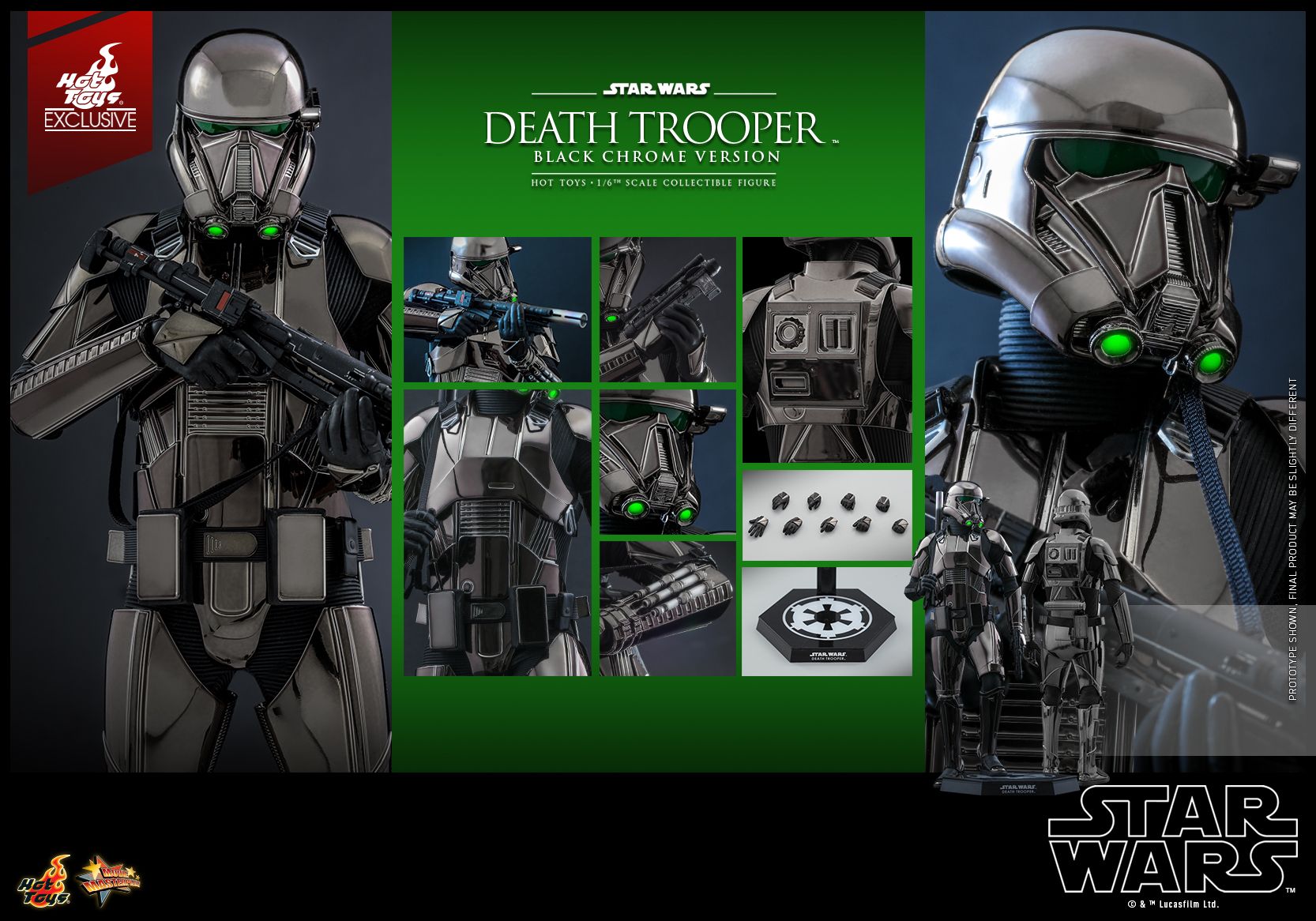 Foto 7 pulgar | Figura Hot Toys 1:6 De Escala Star Wars Death Trooper (black Chrome)''exclusive''