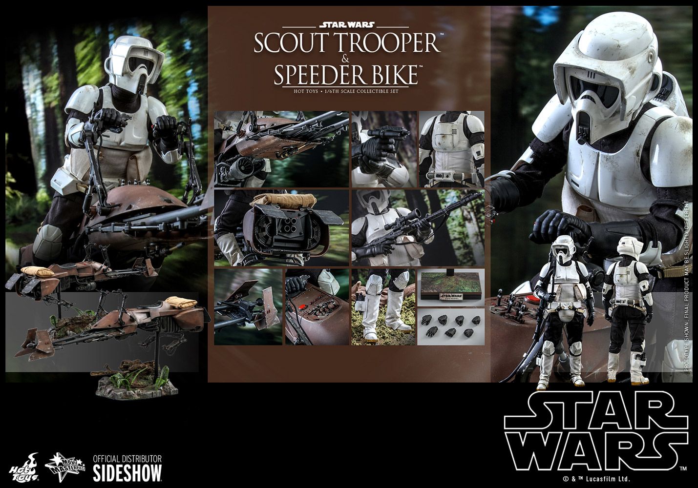 Foto 7 pulgar | Figura Hot Toys 1/6 De Escala Star Wars Return Of The Jedi: Scout Trooper And Speeder Bike