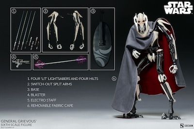 Foto 8 | Figura Sideshow 1:6 De Escala Star Wars The Clone Wars: General Grievous