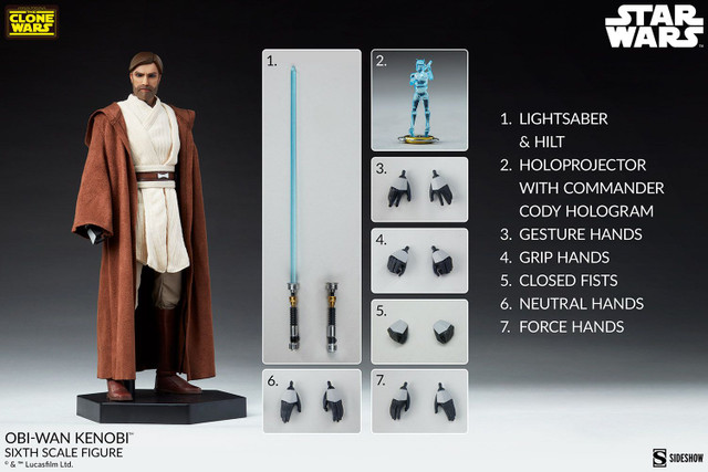 Foto 9 pulgar | Figura Sideshow 1:6 De Escala Star Wars The Clone Wars: Obi-wan Kenobi