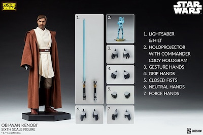 Foto 8 | Figura Sideshow 1:6 De Escala Star Wars The Clone Wars: Obi-wan Kenobi