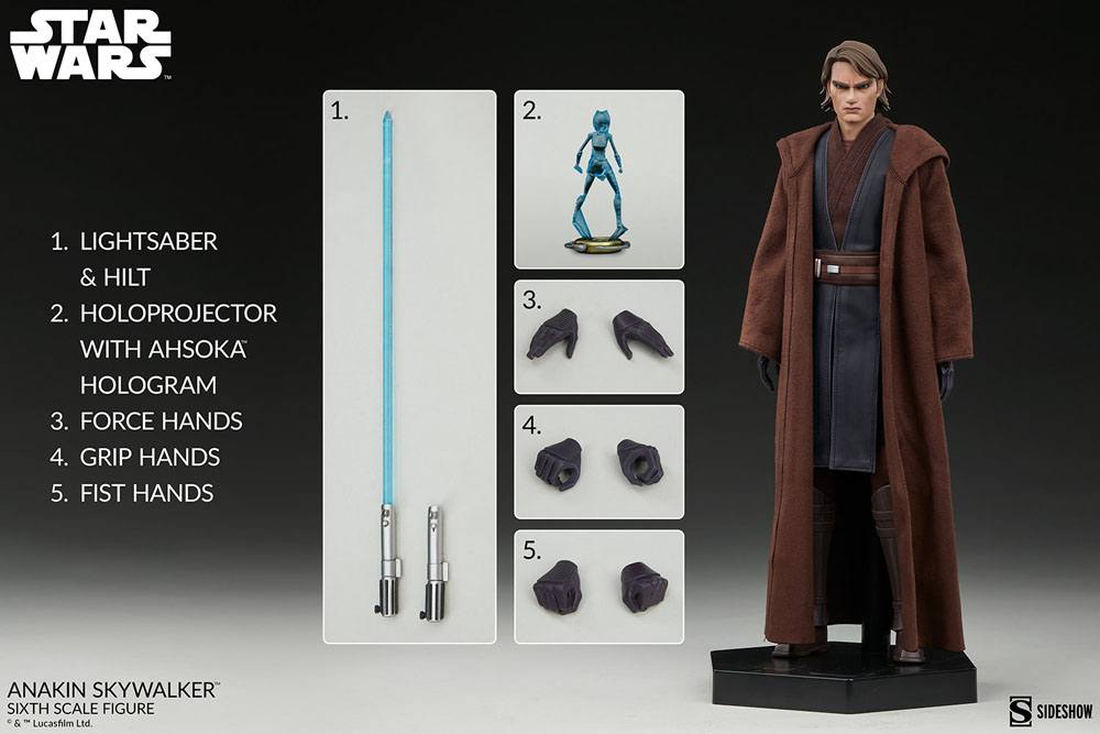 Foto 9 pulgar | Figura Sideshow 1/6 De Escala Star Wars The Clone Wars: Anakin Skywalker