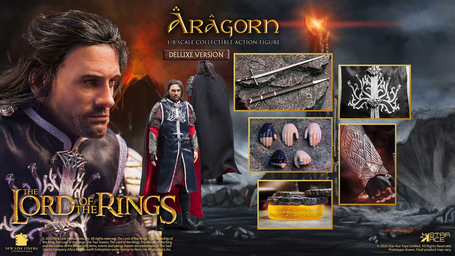 Foto 8 pulgar | Figura Star Ace Toys 1:8 de Escala The Lord Of The Rings: Aragorn 2.0 King