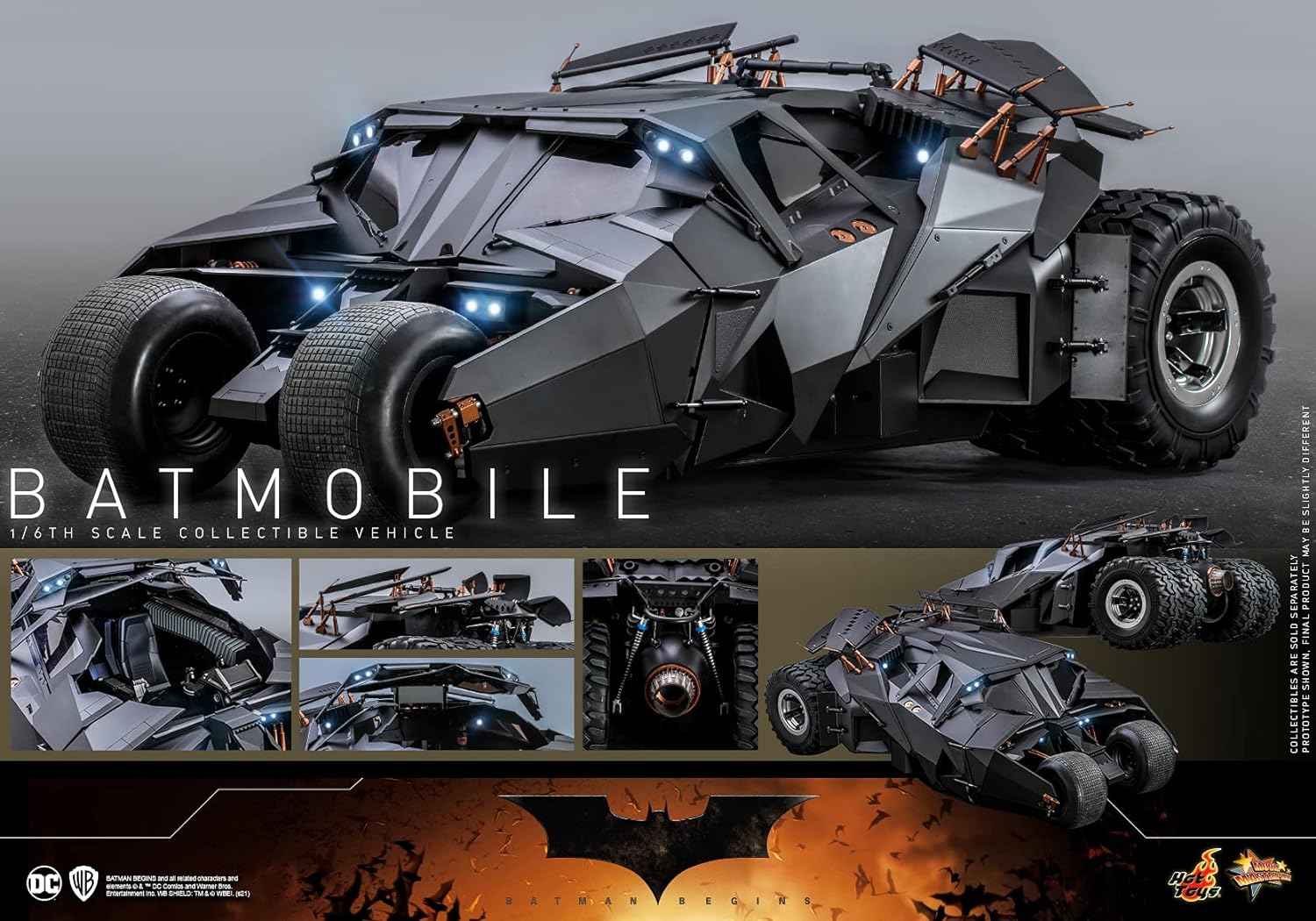 Foto 9 pulgar | Hot Toys 1:6 De Escala Dc Batman Begins: Batmobile