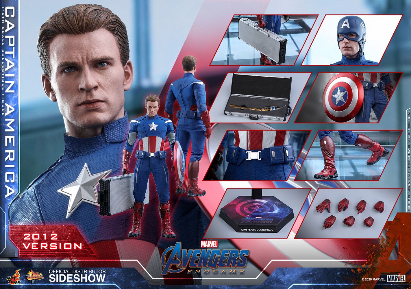 Foto 9 pulgar | Figura Capitán América Versión 2012 Marvel Avengers: Endgame Hot Toys 1:6 de Escala