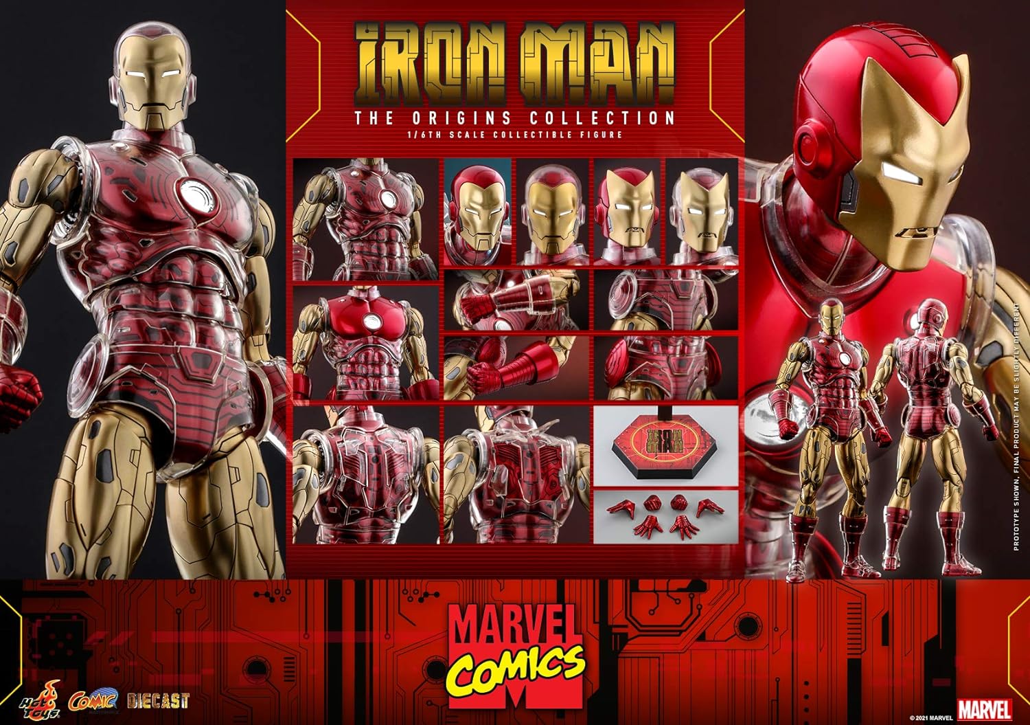 Foto 9 pulgar | Figura Iron Man Marvel Comics The Origins Collection Hot Toys 1:6 de Escala