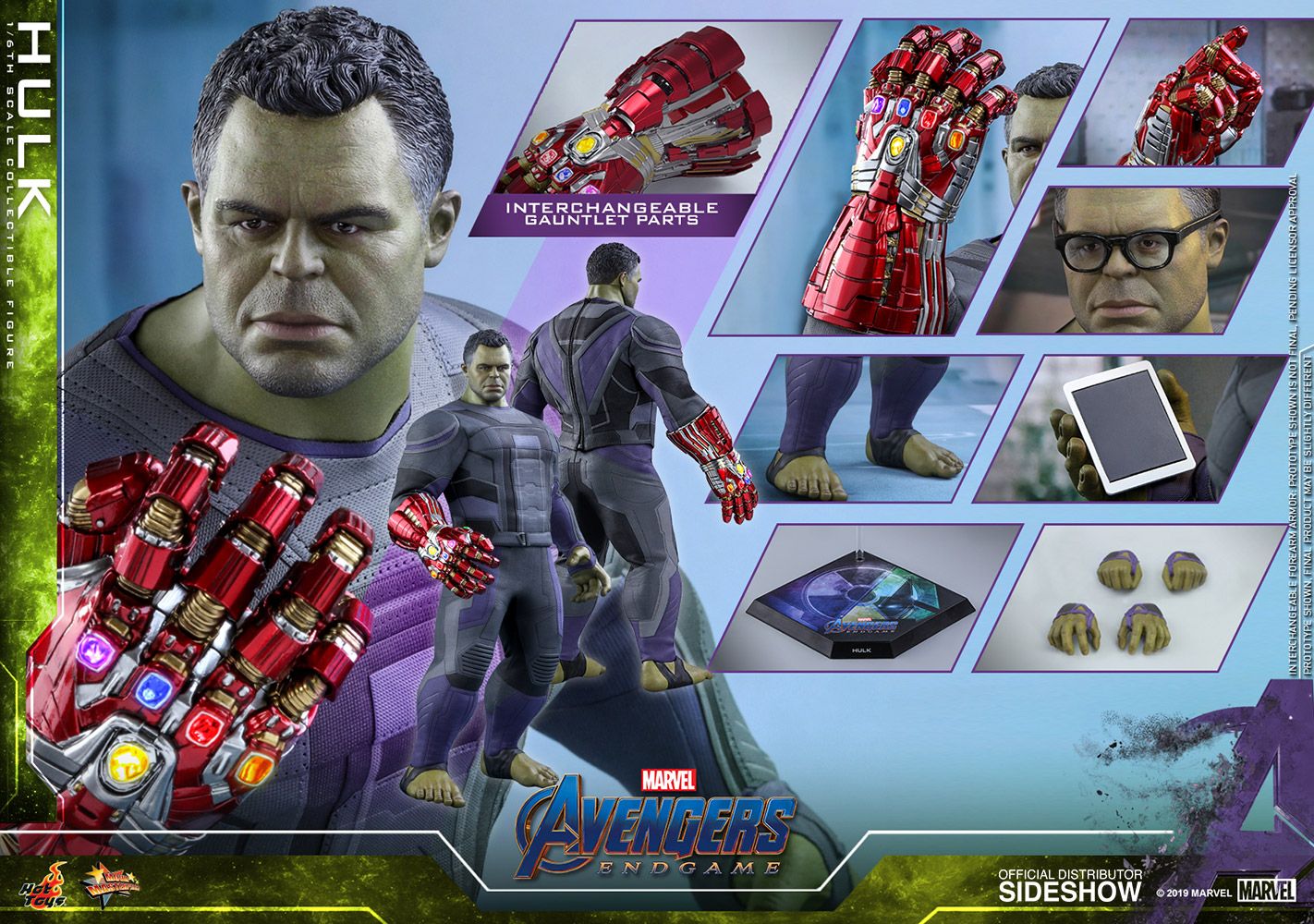 Foto 9 pulgar | Figura Hulk Marvel Avengers: Endgame Hot Toys 1:6 de Escala