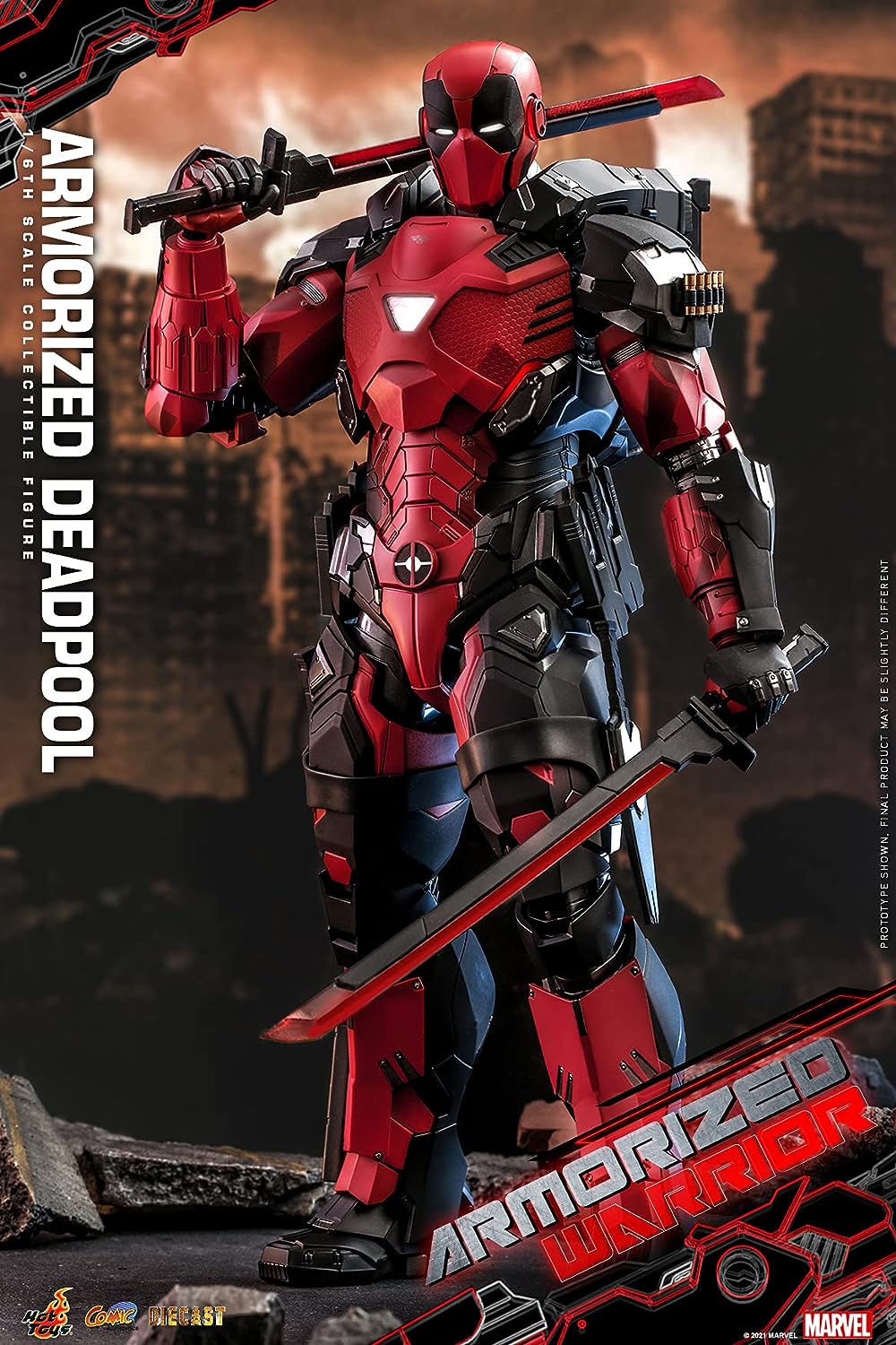 Foto 3 pulgar | Figura Armorized Deadpool Marvel Armorized Warrior Hot Toys 1:6 de Escala