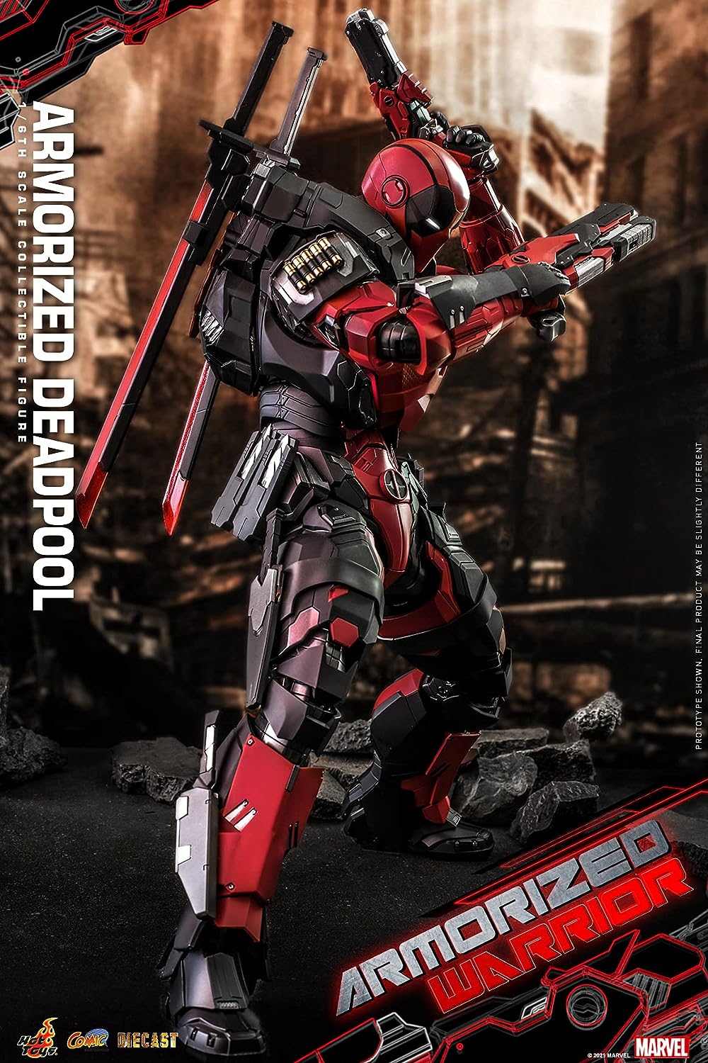 Foto 5 pulgar | Figura Armorized Deadpool Marvel Armorized Warrior Hot Toys 1:6 de Escala