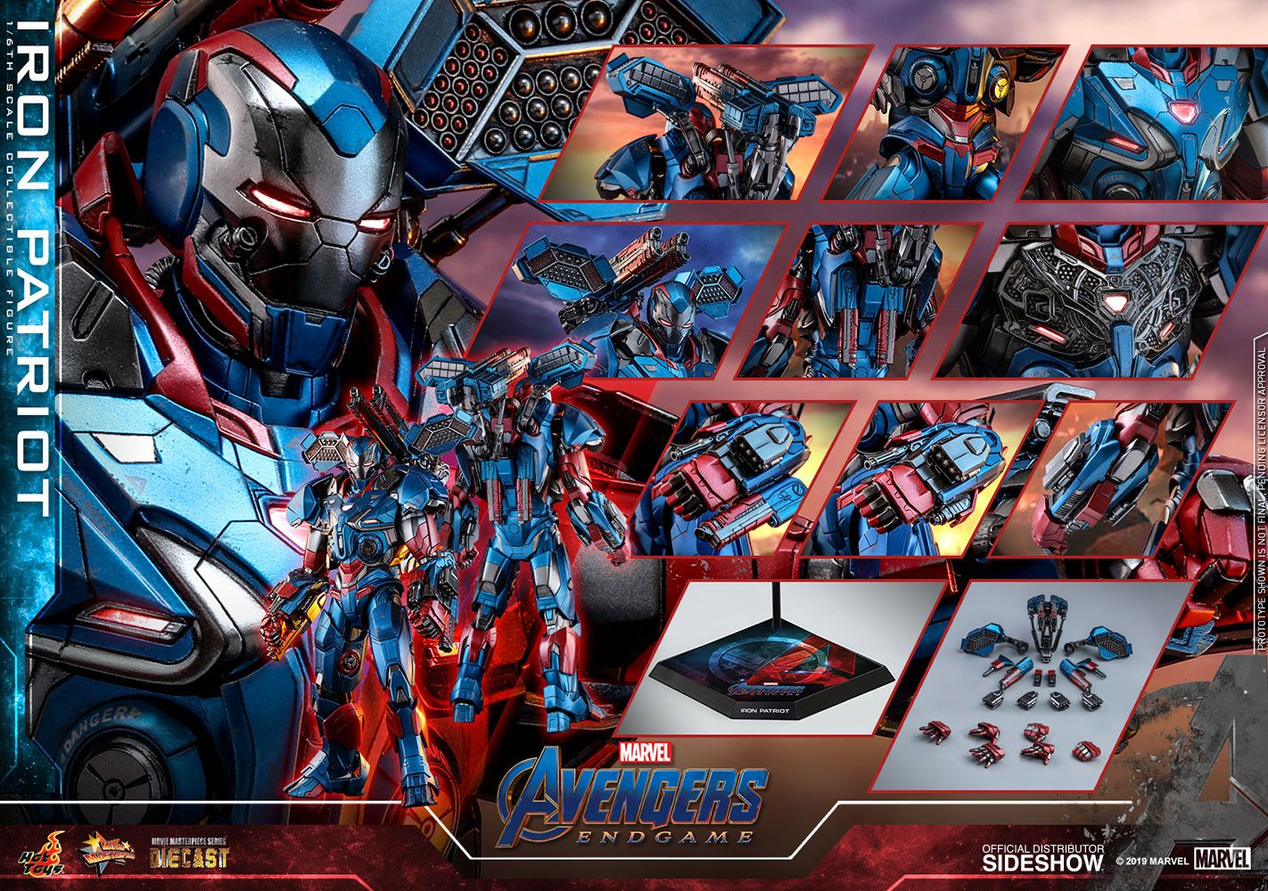 Foto 8 pulgar | Figura Iron Patriot Marvel Avengers: Endgame Hot Toys 1:6 de Escala