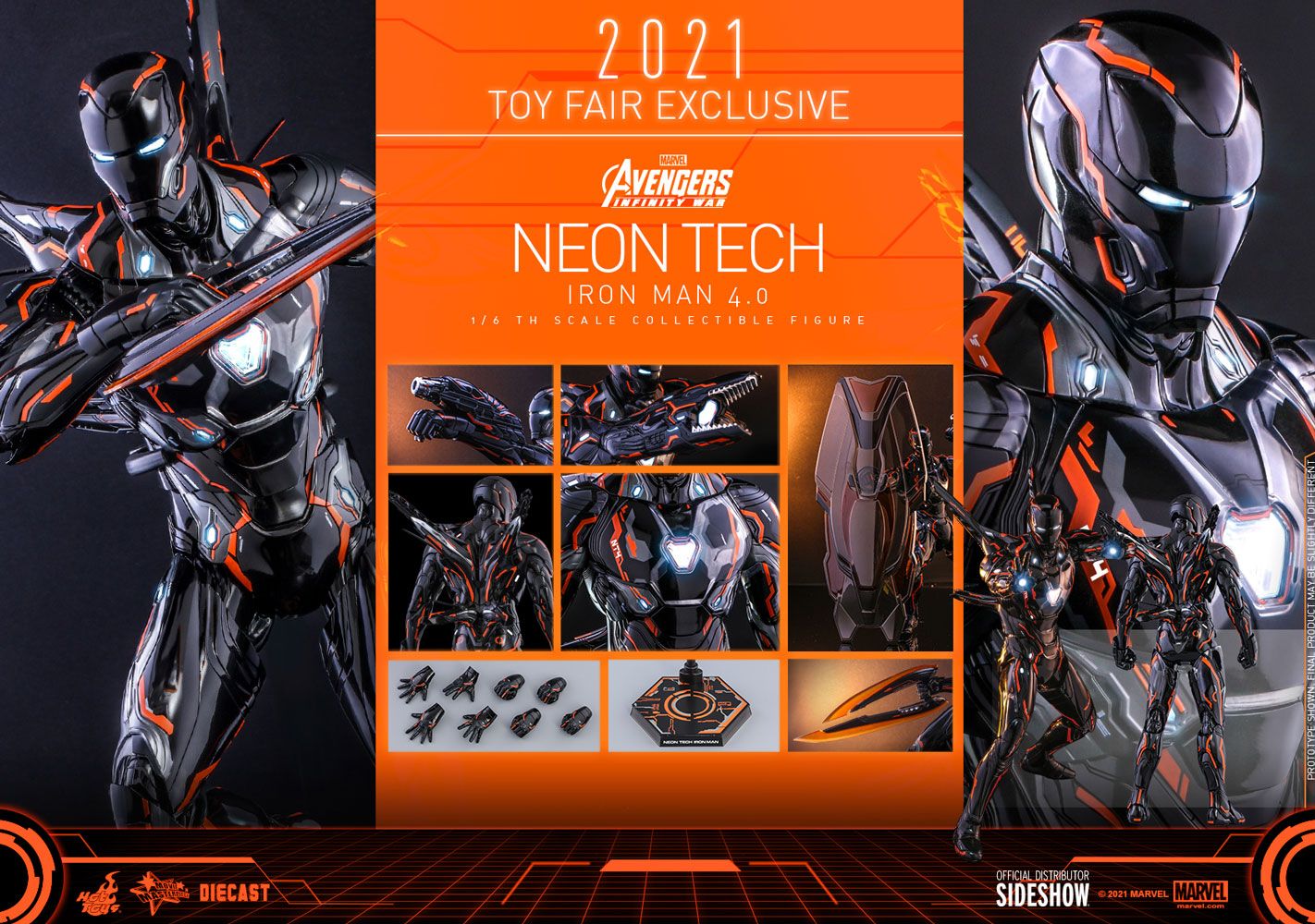 Foto 8 | Figura Hot Toys 1:6 De Escala Marvel Avengers Infinity War: Neon Tech Iron Man 4.0 2021 Toy Fair Exclusive