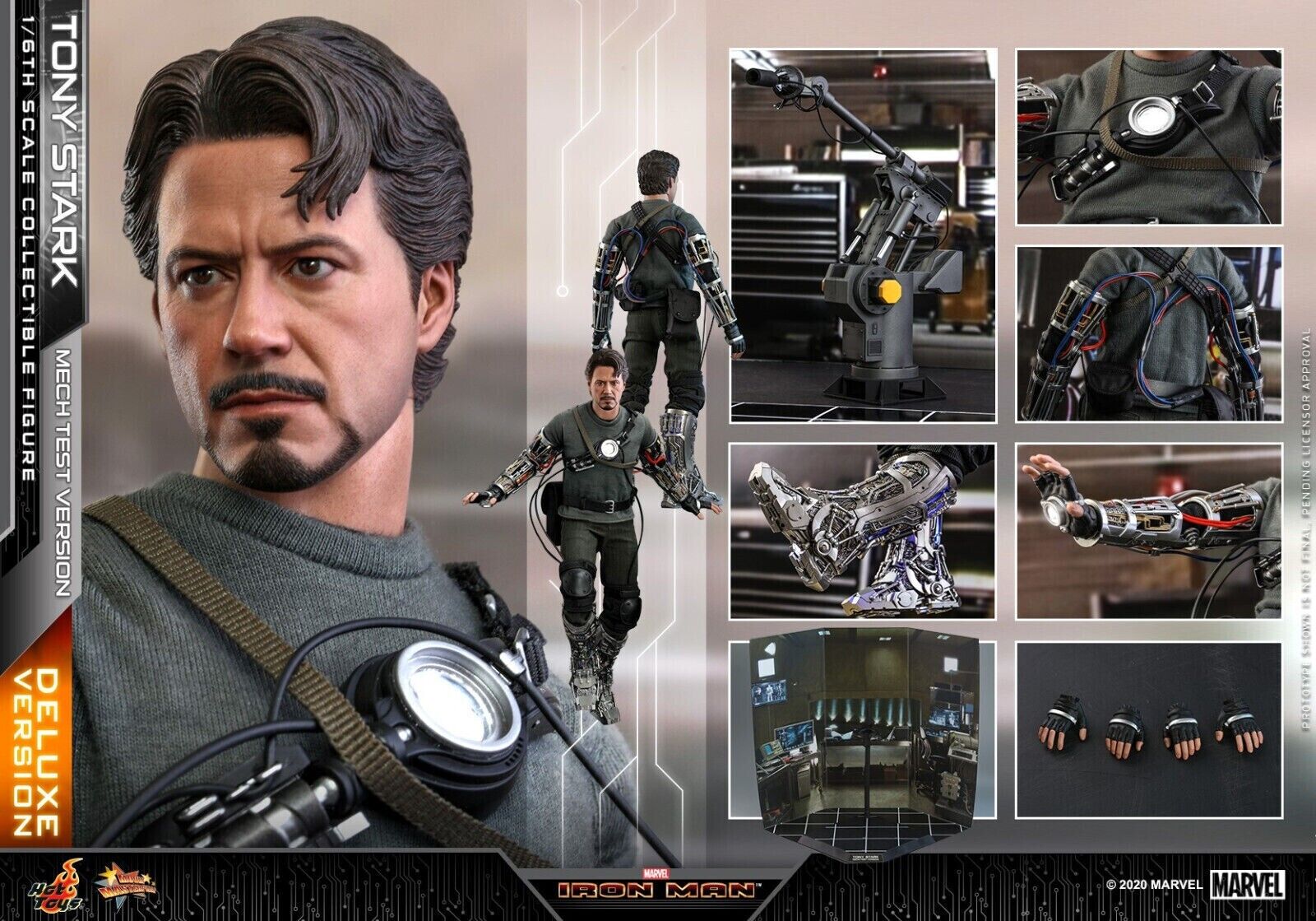 Foto 8 | Figura Hot Toys 1:6 De Escala Marvel Iron Man: Tony Stark/ Mech Test Deluxe Version