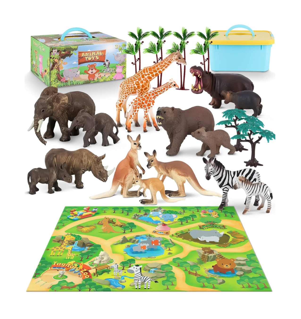 Juguetes De Animales Con Mapas 60 Pzs Multicolor