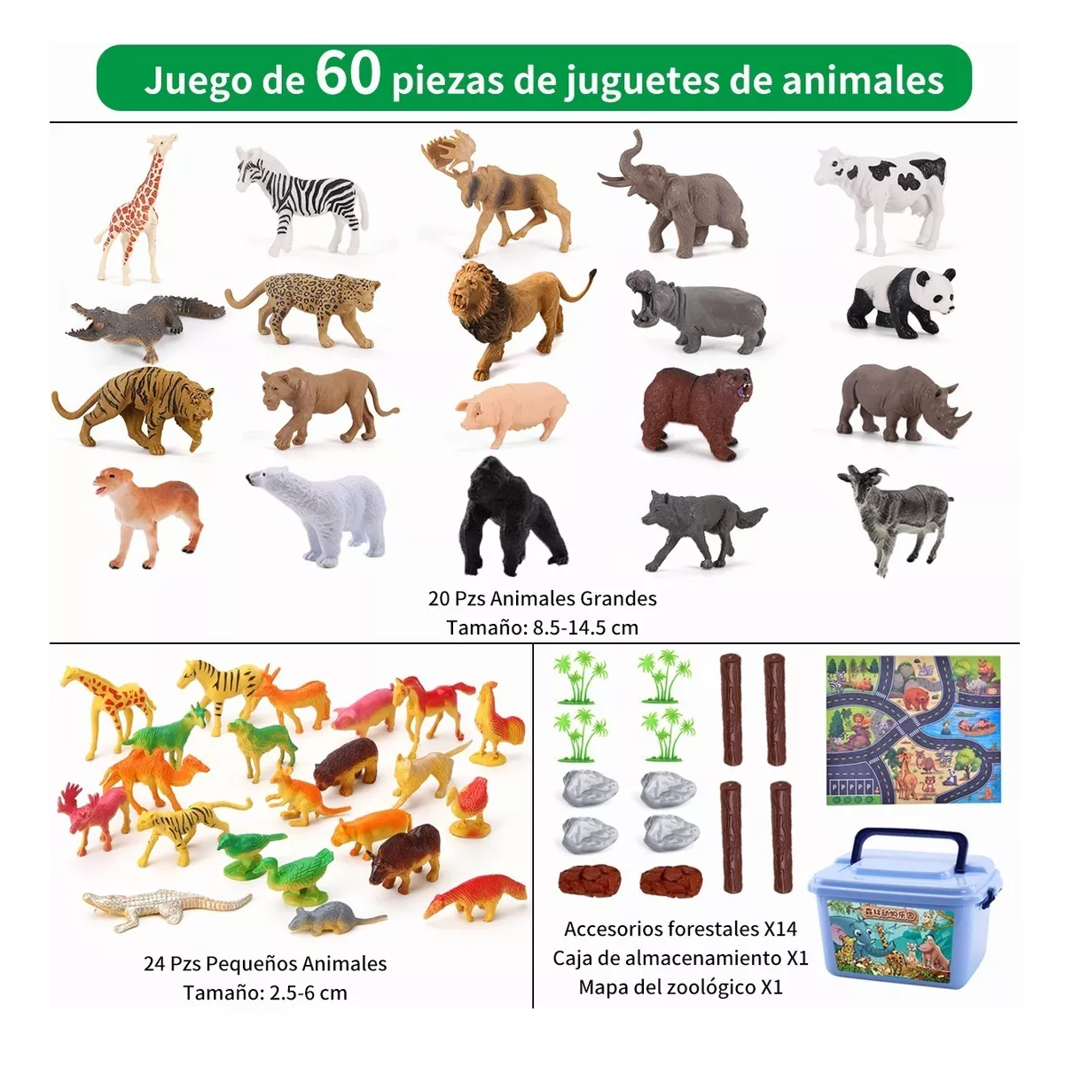 Foto 5 pulgar | Juguetes Para Niños, Juguetes De Animales Con Mapas 60 Pzs