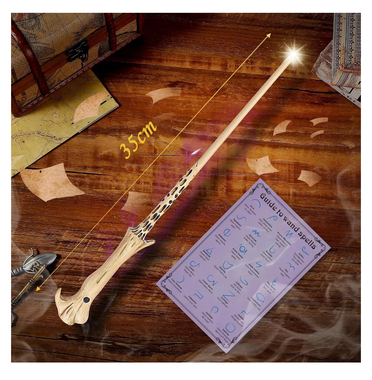 Foto 4 pulgar | Set Collar Harry Potter Glow Wand Box Snitch Dumbledore Caja, Azul Marino