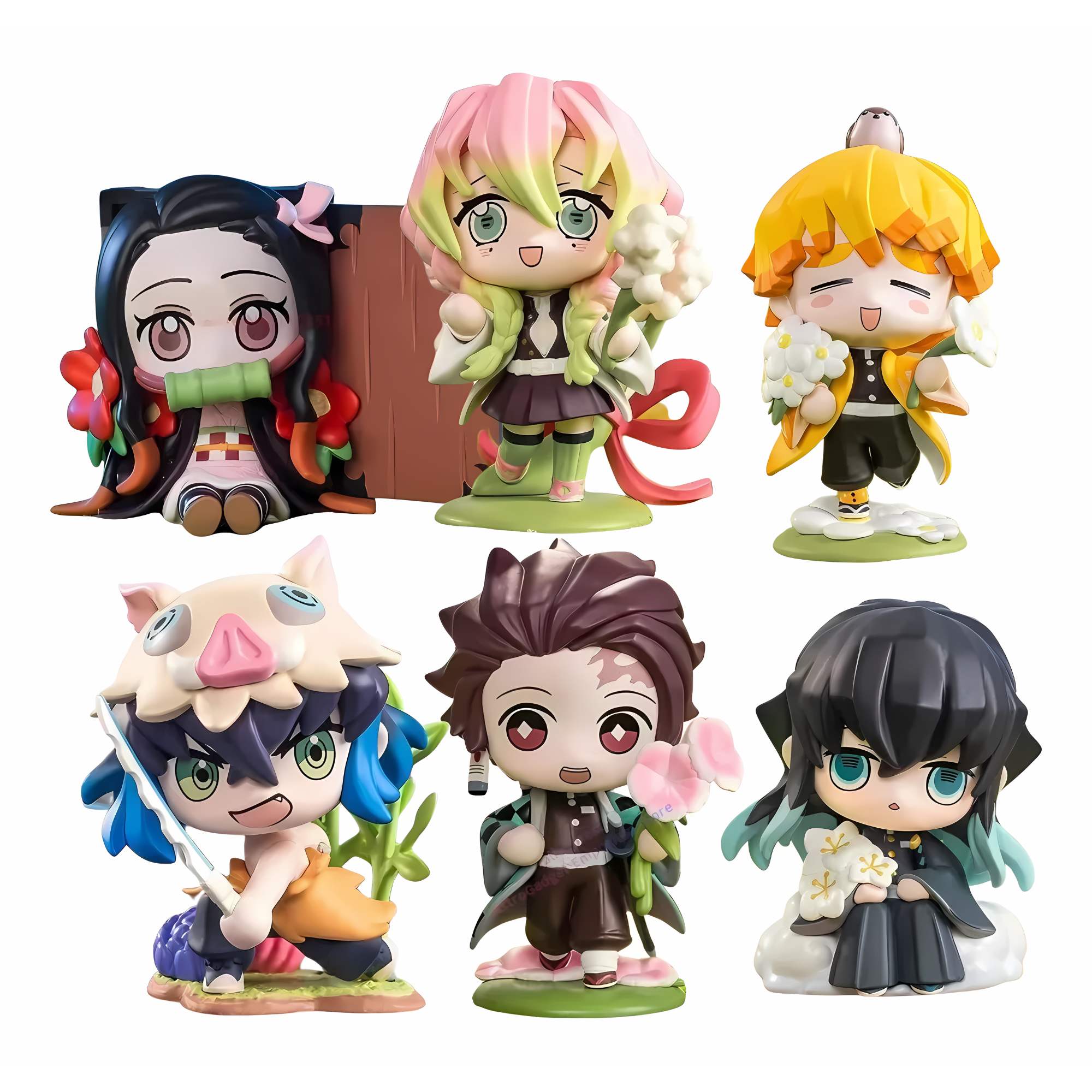 Set 6 Mini Figuras Demon Slayer Kimetsu No Yaiba Anime Kawai Chibi Figuras De Anime Adorables Mini Figuras Chibi