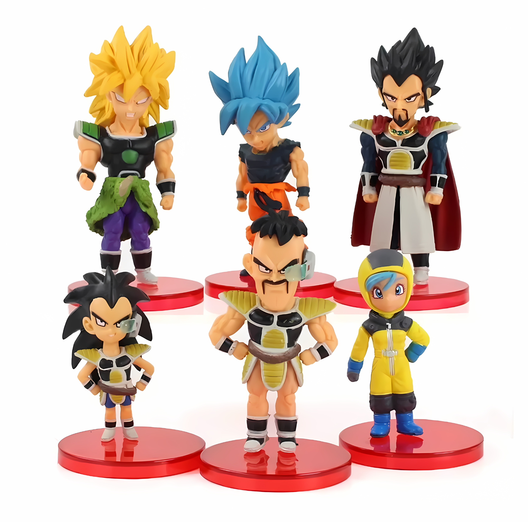 Set 6 Figuras Mini Dragon Ball Z Broly Goku Rey Vegeta Bulma