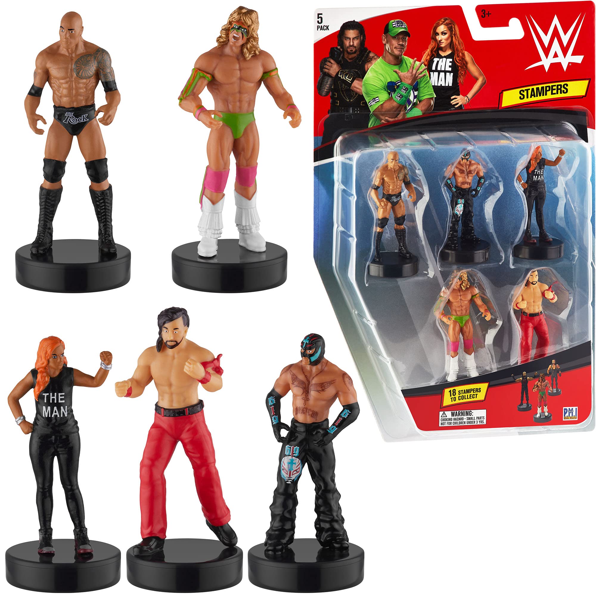 Foto 2 pulgar | Set De Sellos P.m.i. Wwe Superstar Stampers Ultimate Warrior, Rey Mysterio, The Rock - Venta Internacional.
