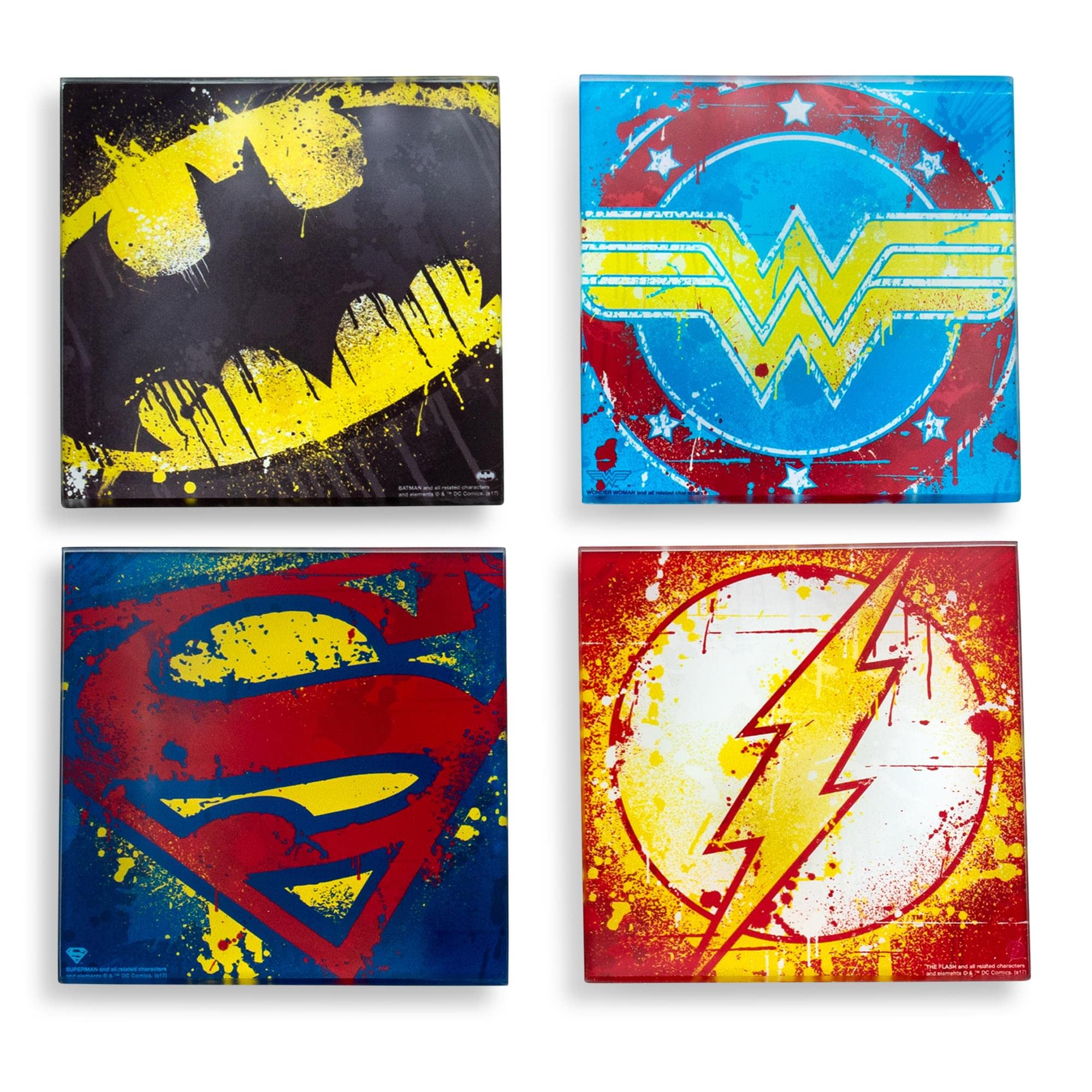 Foto 2 pulgar | Set De 4 Logotipos De Superhéroes Con Grafiti De Dc Comics De Glass Coasters - Venta Internacional.